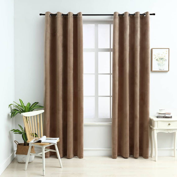 Draperii opace cu inele, 2 buc., bej,140 x 245 cm, catifea - WALTI WALTI