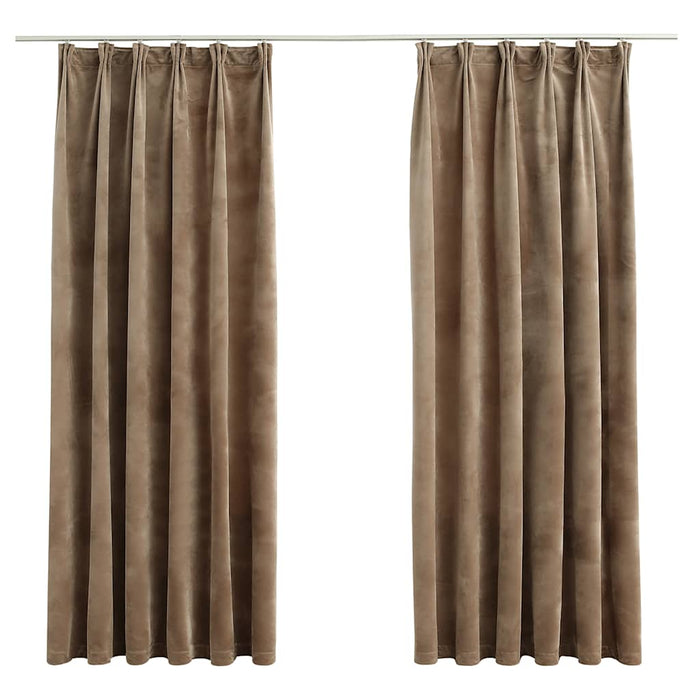 Draperii opace, 2 buc., bej, 140x175 cm, catifea, cu cârlige - WALTI WALTI