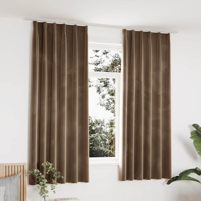 Draperii opace, 2 buc., bej, 140x175 cm, catifea, cu cârlige - WALTI WALTI