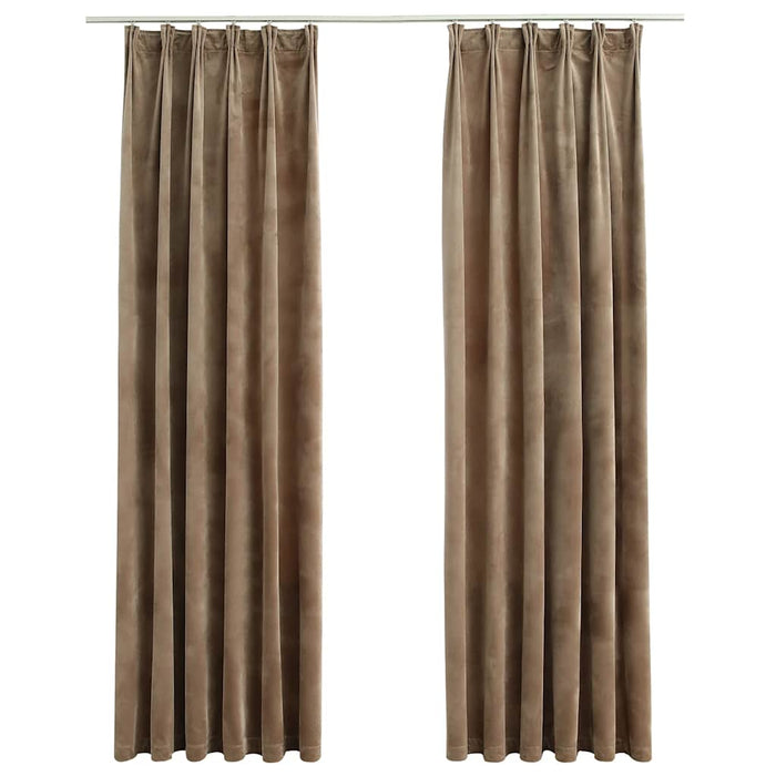 Draperii opace, 2 buc., bej, 140x225 cm, catifea, cu cârlige - WALTI WALTI