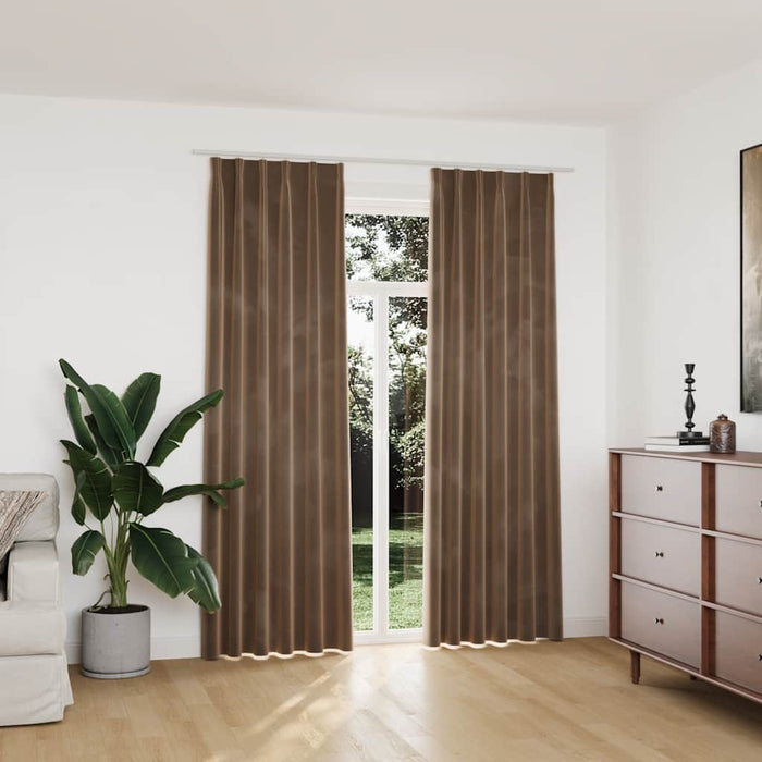 Draperii opace, 2 buc., bej, 140x225 cm, catifea, cu cârlige - WALTI WALTI