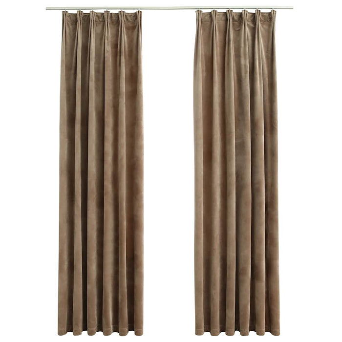 Draperii opace cu cârlige, 2 buc., bej, 140x245 cm, catifea - WALTI WALTI