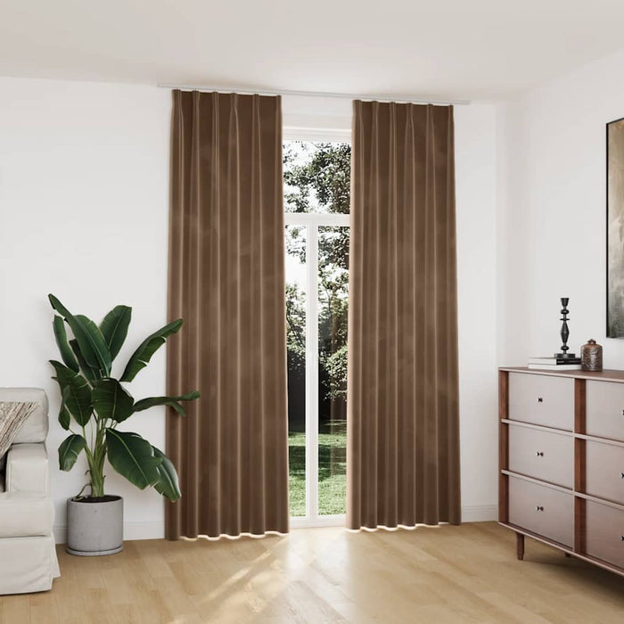 Draperii opace cu cârlige, 2 buc., bej, 140x245 cm, catifea - WALTI WALTI