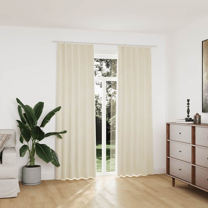 Draperii opace cu cârlige, 2 buc., crem, 140x225 cm, catifea - WALTI WALTI