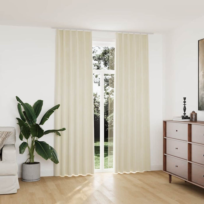 Draperii opace, 2 buc., crem, 140x245 cm, catifea, cu cârlige - WALTI WALTI