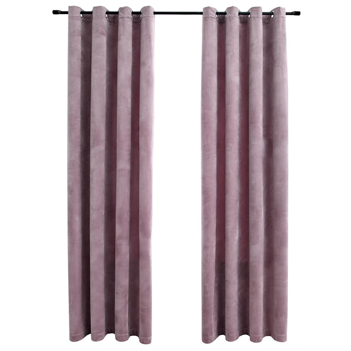 Perdele opace cu inele 2 buc. roz antichizat 140x175 cm catifea - WALTI WALTI