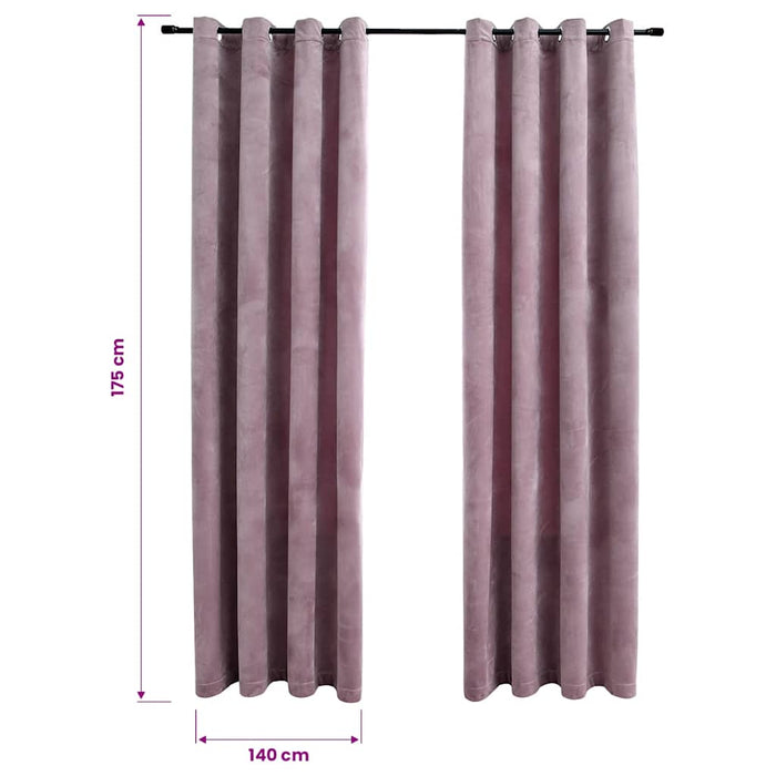 Perdele opace cu inele 2 buc. roz antichizat 140x175 cm catifea - WALTI WALTI