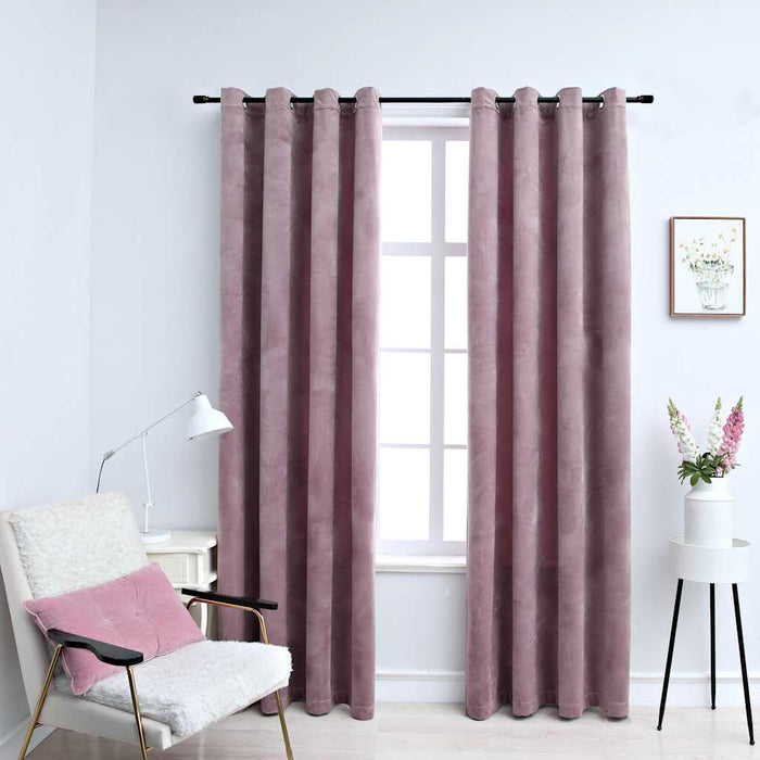 Perdele opace cu inele 2 buc. roz antichizat 140x175 cm catifea - WALTI WALTI