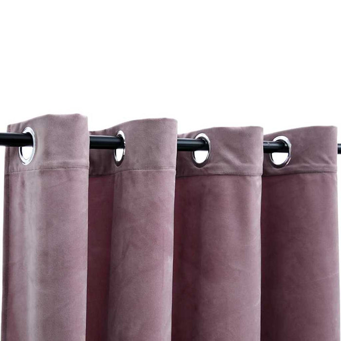 Draperii opace cu inele 2 buc. roz antichizat 140x225cm catifea - WALTI WALTI