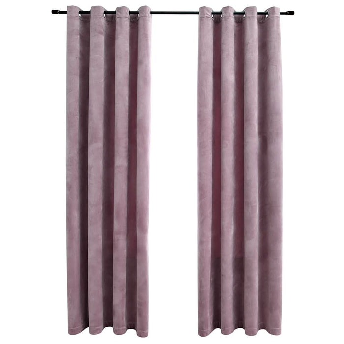 Draperii opace cu inele, 2 buc., roz antic, 140x245 cm, catifea - WALTI WALTI