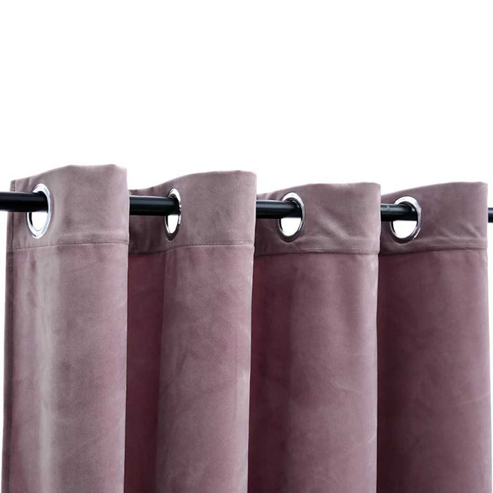 Draperii opace cu inele, 2 buc., roz antic, 140x245 cm, catifea - WALTI WALTI