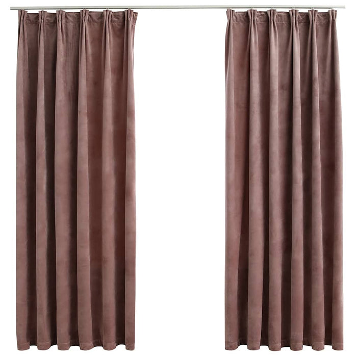 Draperii opace 2 buc. roz antichizat 140x175 cm catifea cârlige - WALTI WALTI