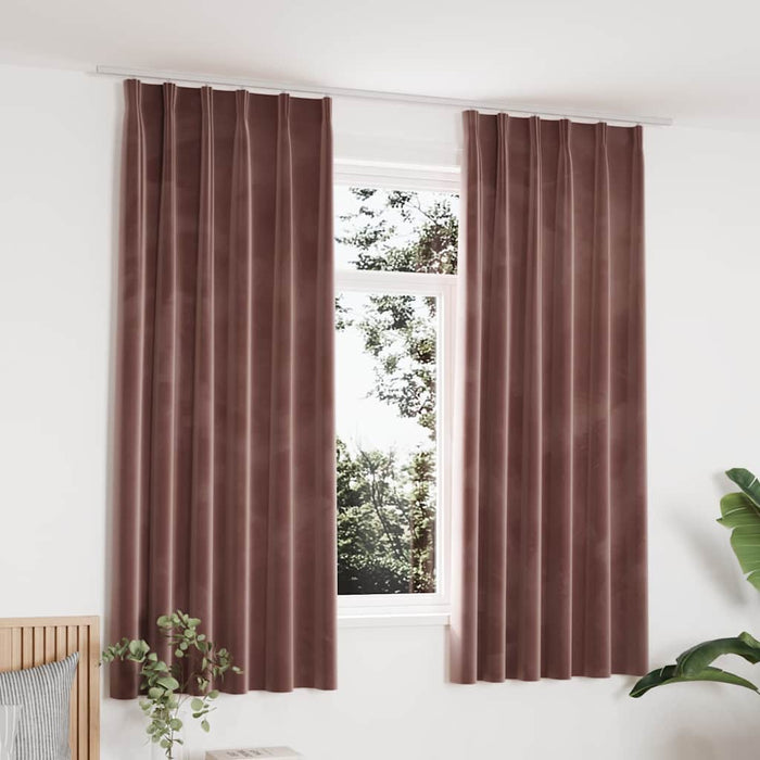 Draperii opace 2 buc. roz antichizat 140x175 cm catifea cârlige - WALTI WALTI