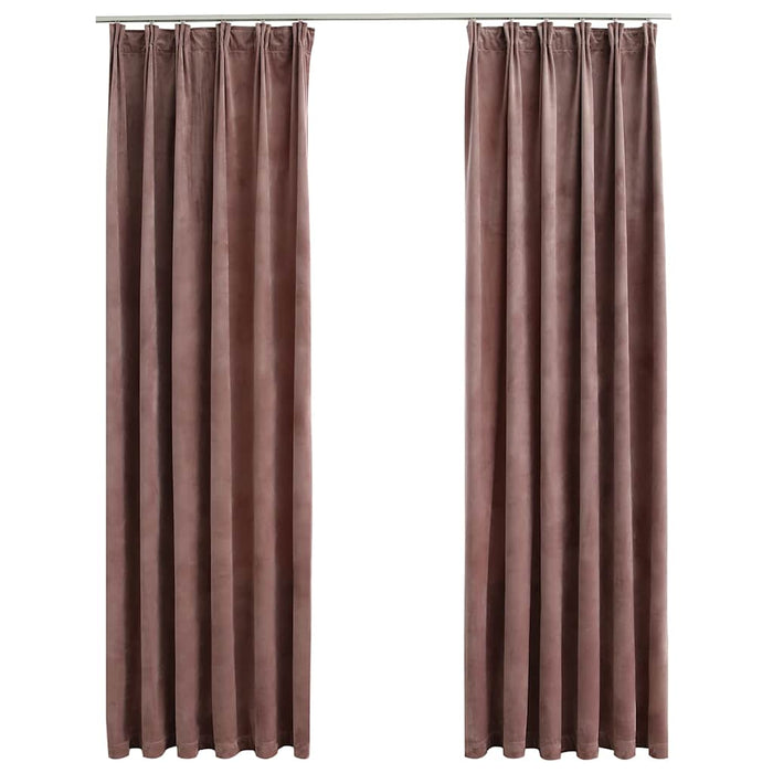 Draperii opace 2 buc. roz antichizat 140x225 cm catifea cârlige - WALTI WALTI