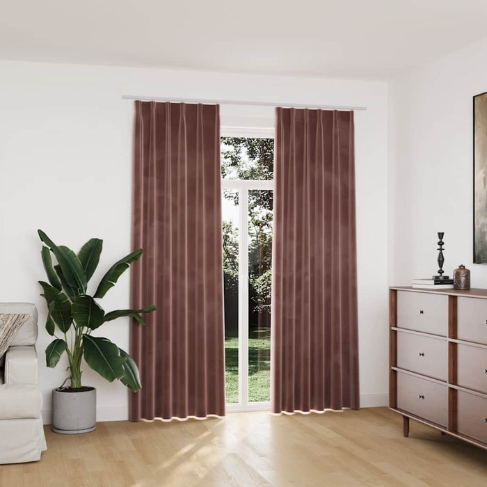 Draperii opace 2 buc. roz antichizat 140x225 cm catifea cârlige - WALTI WALTI