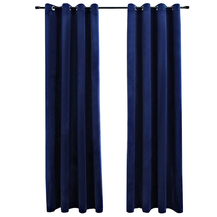 Draperii opace cu inele, 2 buc., albastru, 140x245 cm, catifea - WALTI WALTI