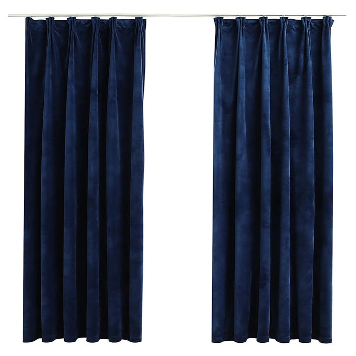 Draperii opace cu cârlige, 2 buc, albastru, 140x175 cm, catifea - WALTI WALTI
