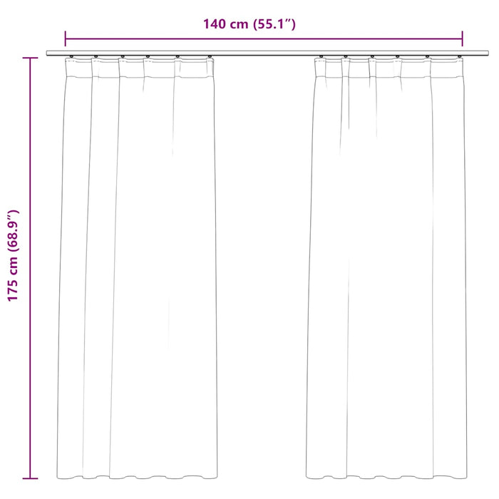 Draperii opace cu cârlige, 2 buc, albastru, 140x175 cm, catifea - WALTI WALTI