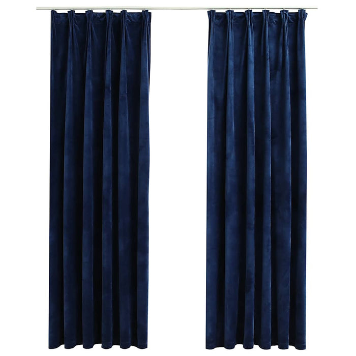 Draperii opace 2 buc. albastru închis 140x175cm catifea cârlige - WALTI WALTI