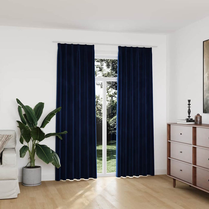 Draperii opace 2 buc. albastru închis 140x175cm catifea cârlige - WALTI WALTI