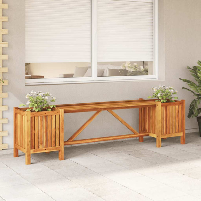 Bancă de grădină cu 2 jardiniere, 150x30x40 cm, lemn de acacia - WALTI WALTI