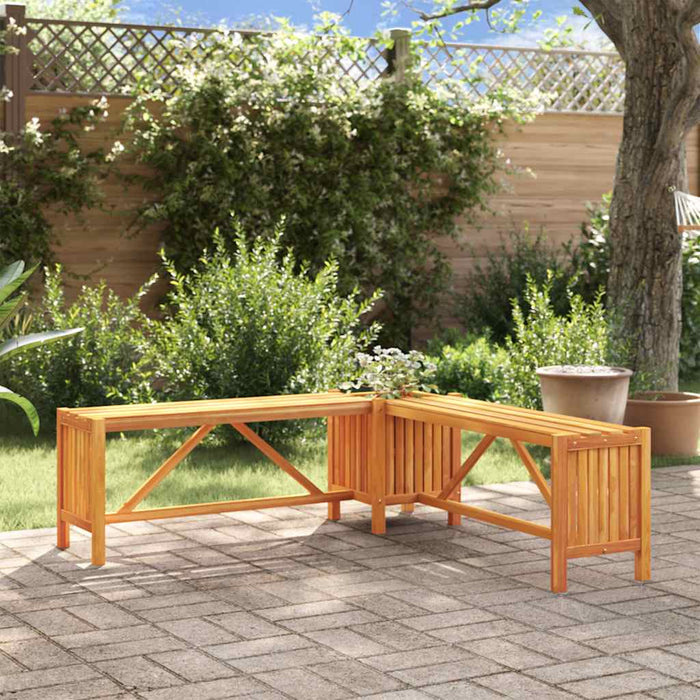 Bancă de grădină de colț cu jardinieră, 117x117x40 cm, acacia - WALTI WALTI