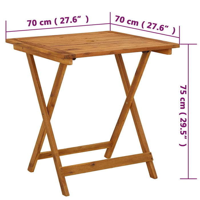 Masă de grădină pliabilă, 70 x 70 x 75 cm, lemn masiv de acacia - WALTI WALTI