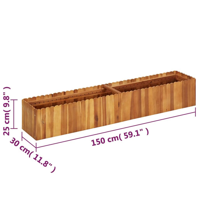 Strat înălțat de grădină, 150x30x25 cm, lemn masiv de acacia - WALTI WALTI