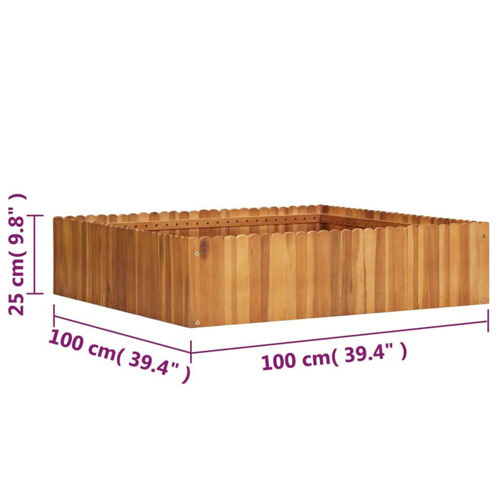 Strat înălțat de grădină, 100x100x25 cm, lemn masiv de acacia - WALTI WALTI
