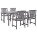 Set mobilier de exterior, 5 piese, gri, lemn masiv de acacia - WALTI WALTI