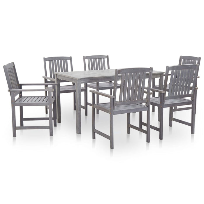 Set mobilier de exterior 7 piese, gri prespălat, lemn de acacia - WALTI WALTI