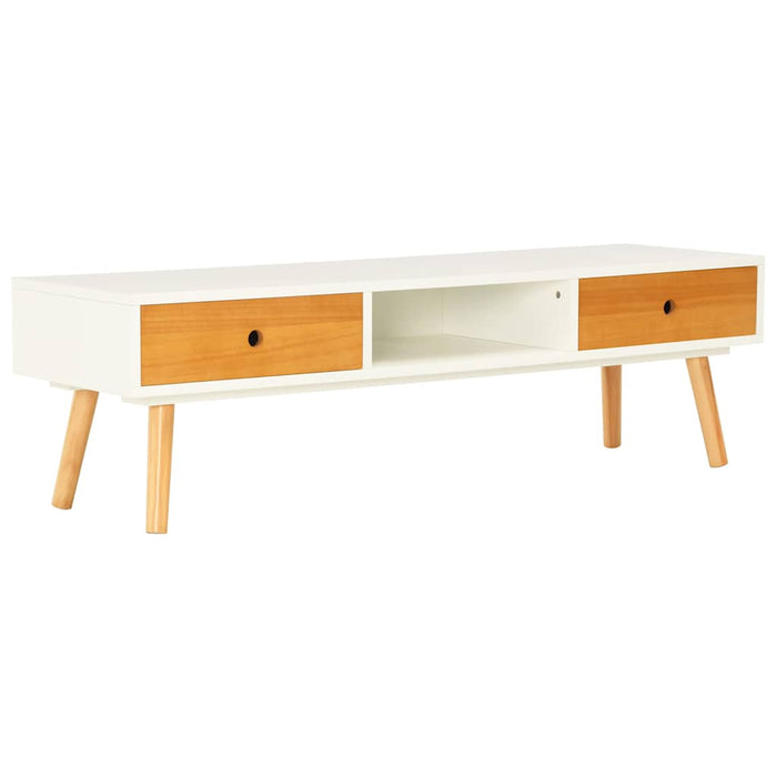 Comodă TV, alb, 120 x 35 x 35 cm, lemn masiv de pin WALTI