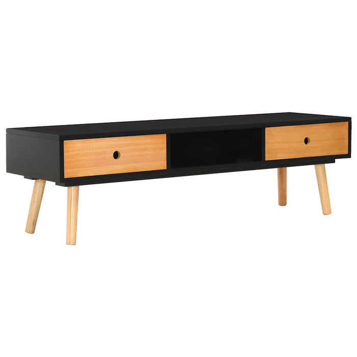 Comodă TV, negru, 120 x 35 x 35 cm, lemn masiv de pin WALTI