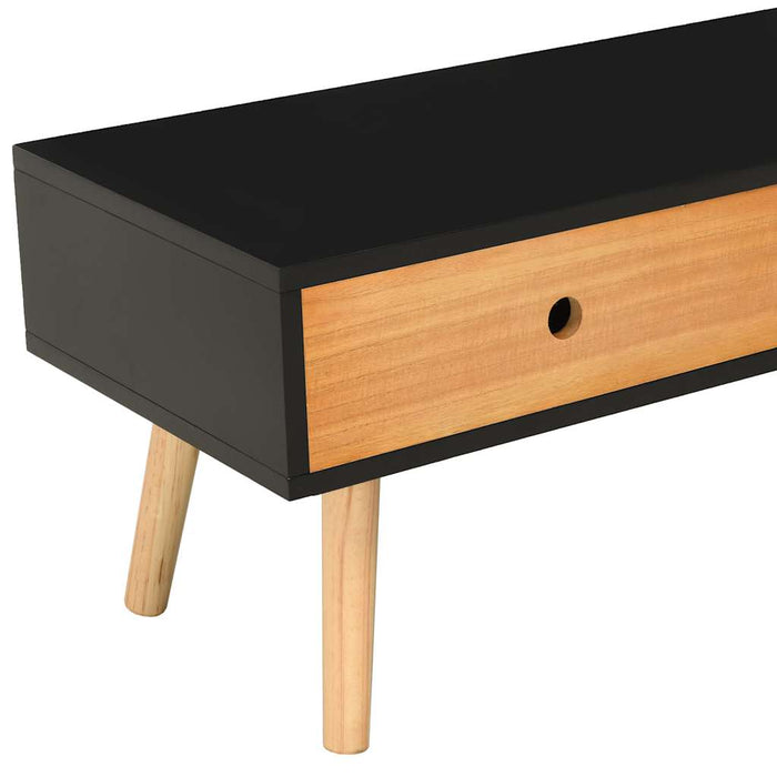 Comodă TV, negru, 120 x 35 x 35 cm, lemn masiv de pin WALTI