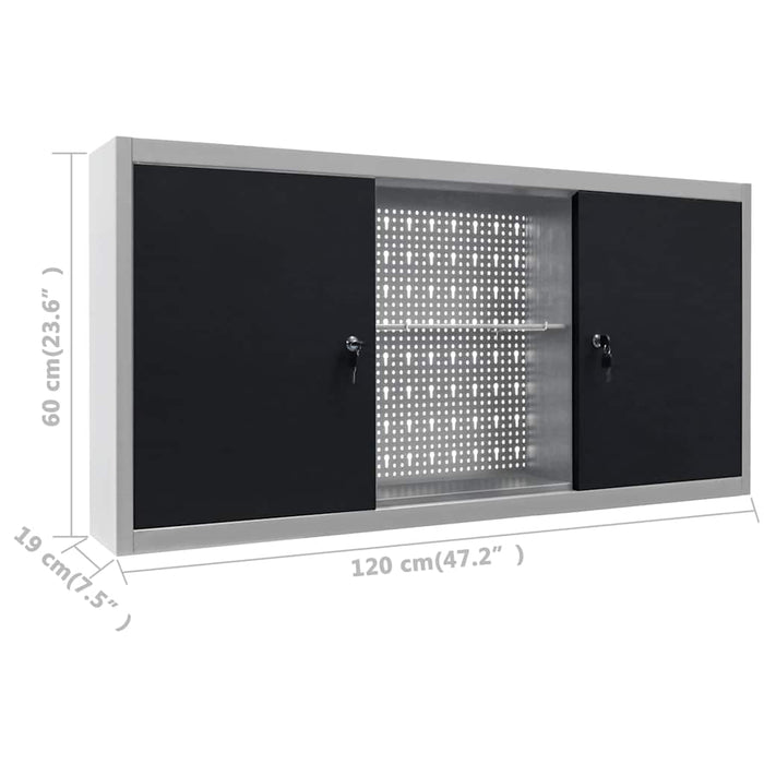 Dulap de perete pentru unelte gri & negru metal stil industrial WALTI