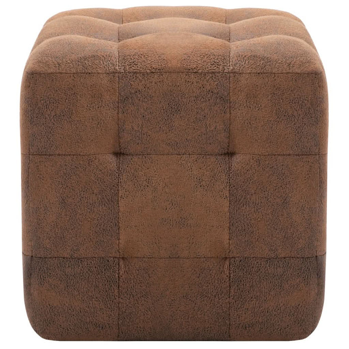 Taburet, 2 buc., maro, 30x30x30 cm, piele întoarsă ecologică - WALTI WALTI