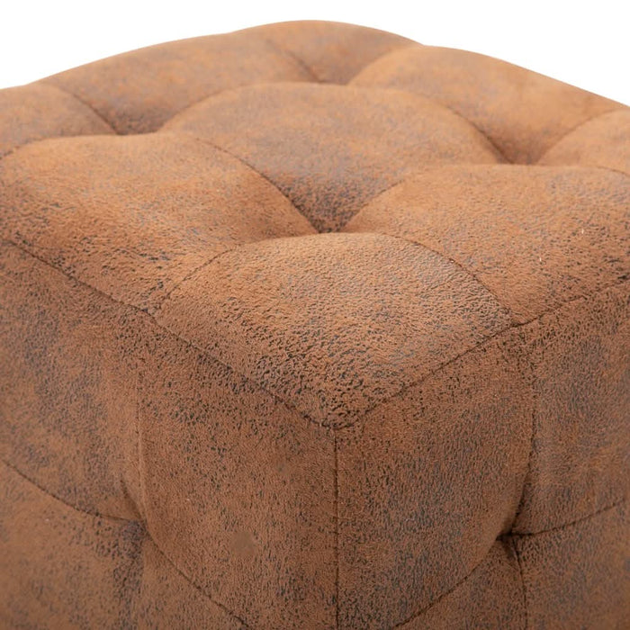 Taburet, 2 buc., maro, 30x30x30 cm, piele întoarsă ecologică - WALTI WALTI