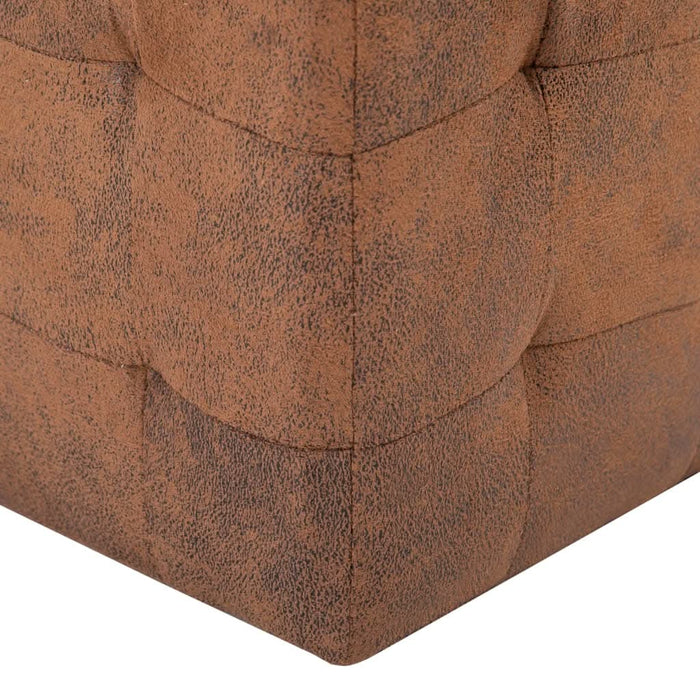 Taburet, 2 buc., maro, 30x30x30 cm, piele întoarsă ecologică - WALTI WALTI