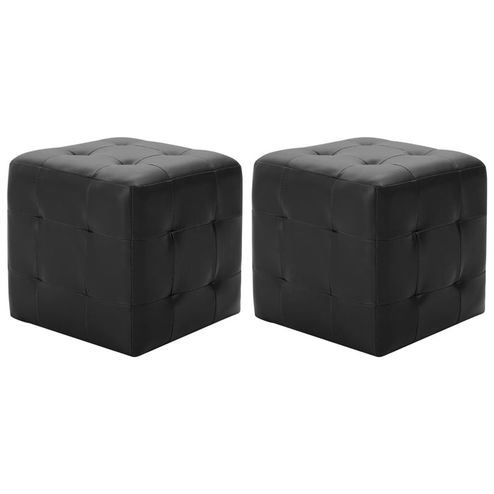 Taburet, 2 buc., negru, 30 x 30 x 30 cm, piele ecologică - WALTI WALTI