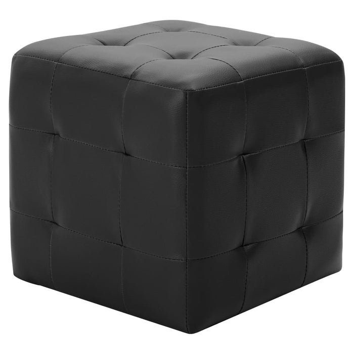 Taburet, 2 buc., negru, 30 x 30 x 30 cm, piele ecologică - WALTI WALTI