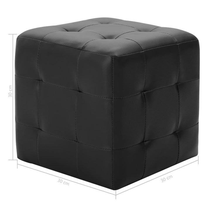Taburet, 2 buc., negru, 30 x 30 x 30 cm, piele ecologică - WALTI WALTI