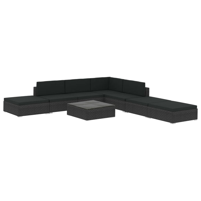Set mobilier de grădină cu perne, 8 piese, negru, poliratan - WALTI WALTI