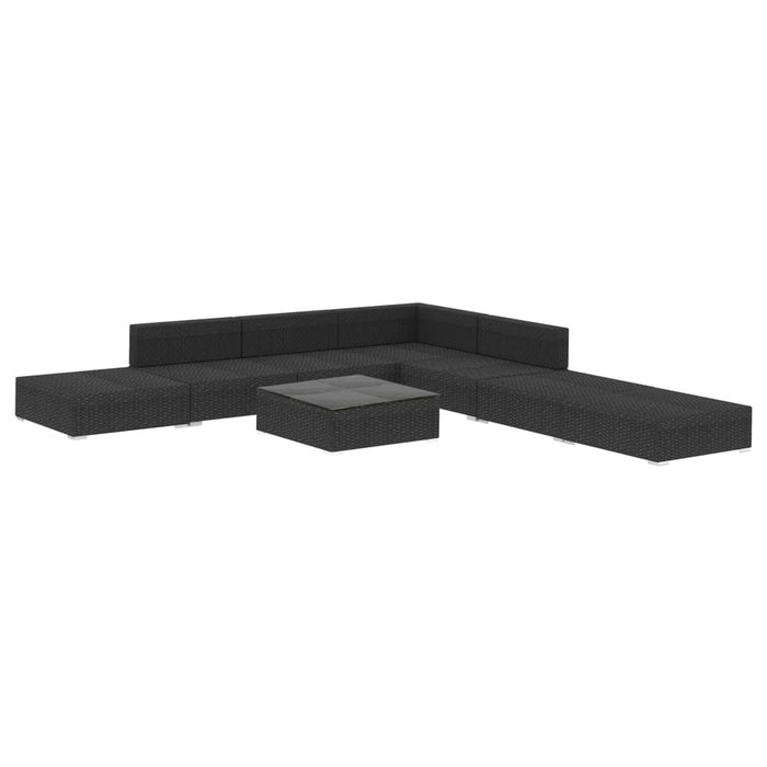 Set mobilier de grădină cu perne, 8 piese, negru, poliratan - WALTI WALTI