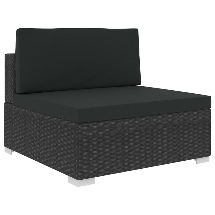 Set mobilier de grădină cu perne, 8 piese, negru, poliratan - WALTI WALTI