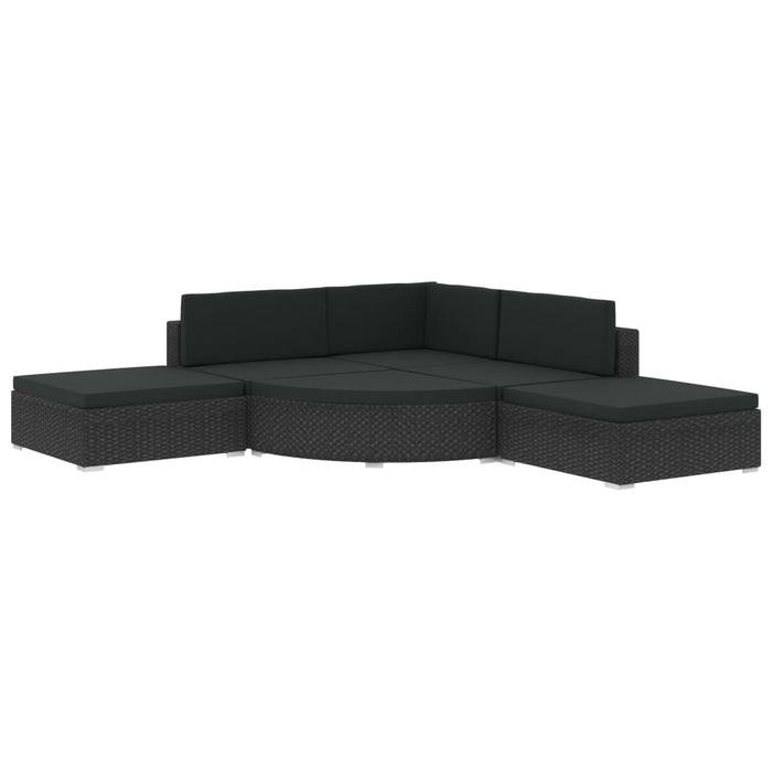 Set mobilier de grădină cu perne, 6 piese, negru, poliratan - WALTI WALTI