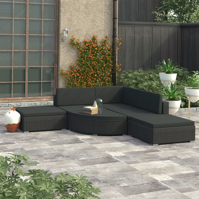 Set mobilier de grădină cu perne, 6 piese, negru, poliratan - WALTI WALTI