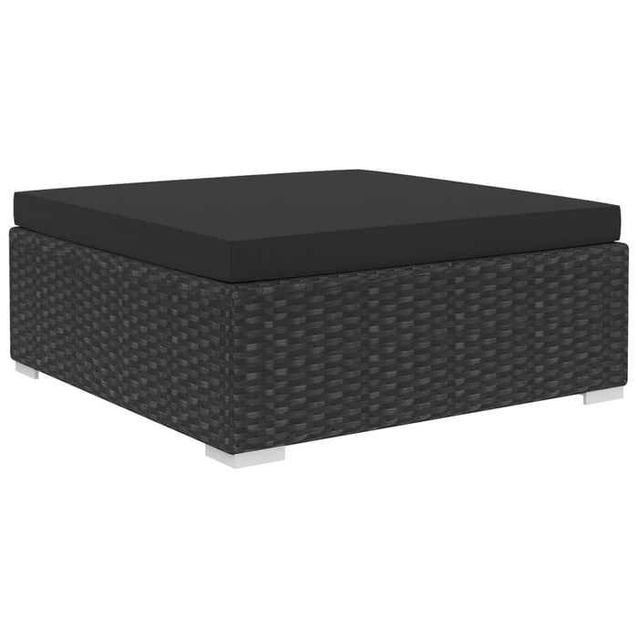 Set mobilier de grădină cu perne, 10 piese, negru, poliratan WALTI