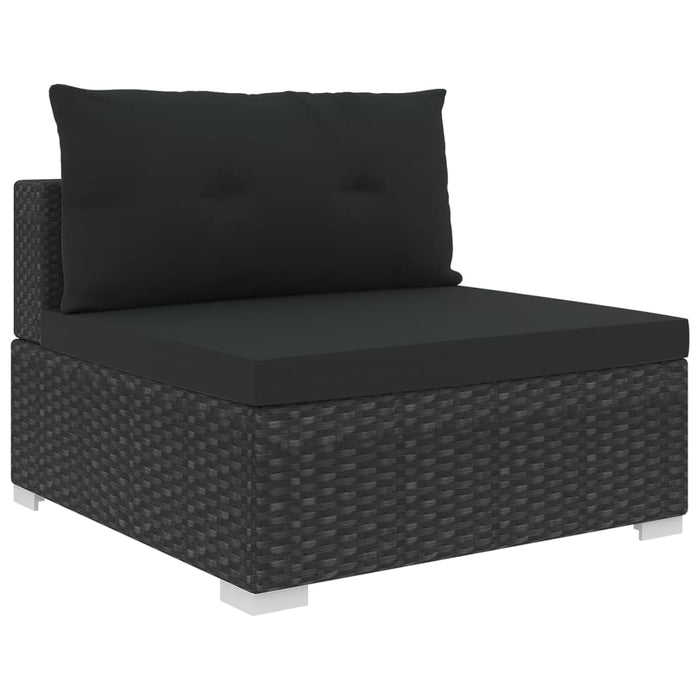 Set mobilier de grădină cu perne, 10 piese, negru, poliratan WALTI