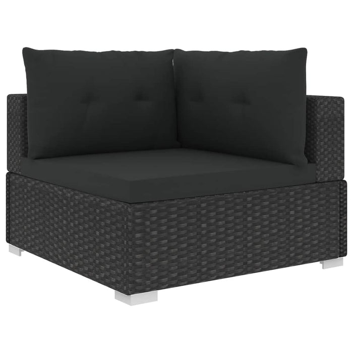 Set mobilier de grădină cu perne, 10 piese, negru, poliratan WALTI