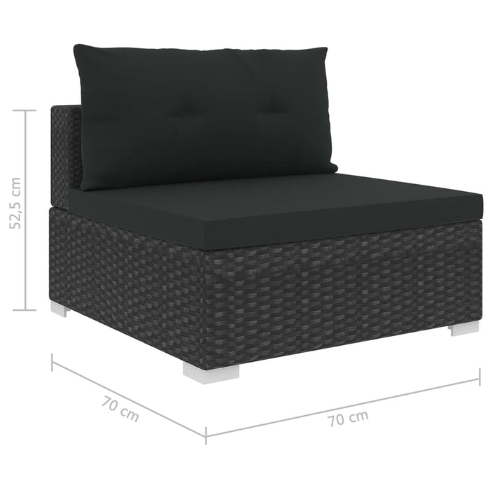 Set mobilier de grădină cu perne, 10 piese, negru, poliratan WALTI